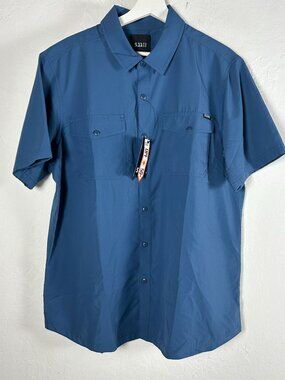 5.11 Tactical Men Marksman Short Sleeve Shirt Large UPF 50+ Blue Lightweight New